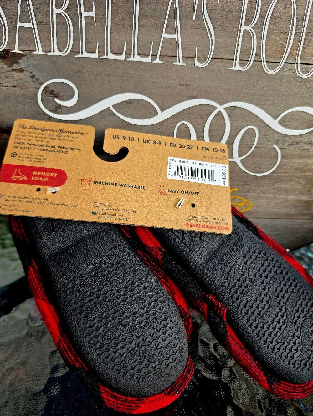 Dearfoams Lil' Bear Buffalo Check Clog Slippers